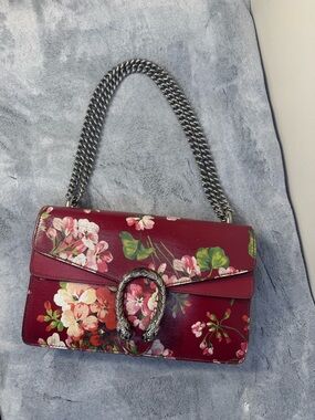 Gucci Dionysus Medium Red Floral Leather Shoulder Bag - Entrupy Verified